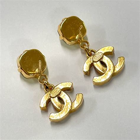 fake coco chanel earrings|faux chanel logo earrings.